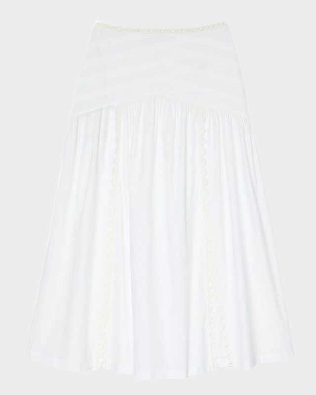 Chica Embroidered Cotton Midi Skirt